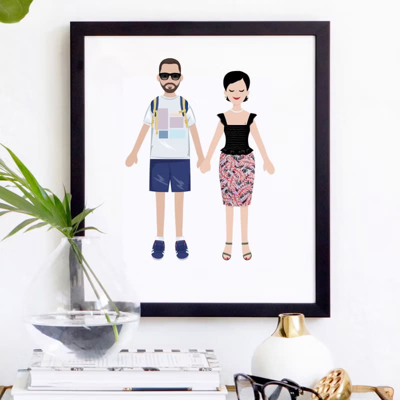 【數位】Personalised couple portrait. Cartoon full-body portrait. Printable file only.