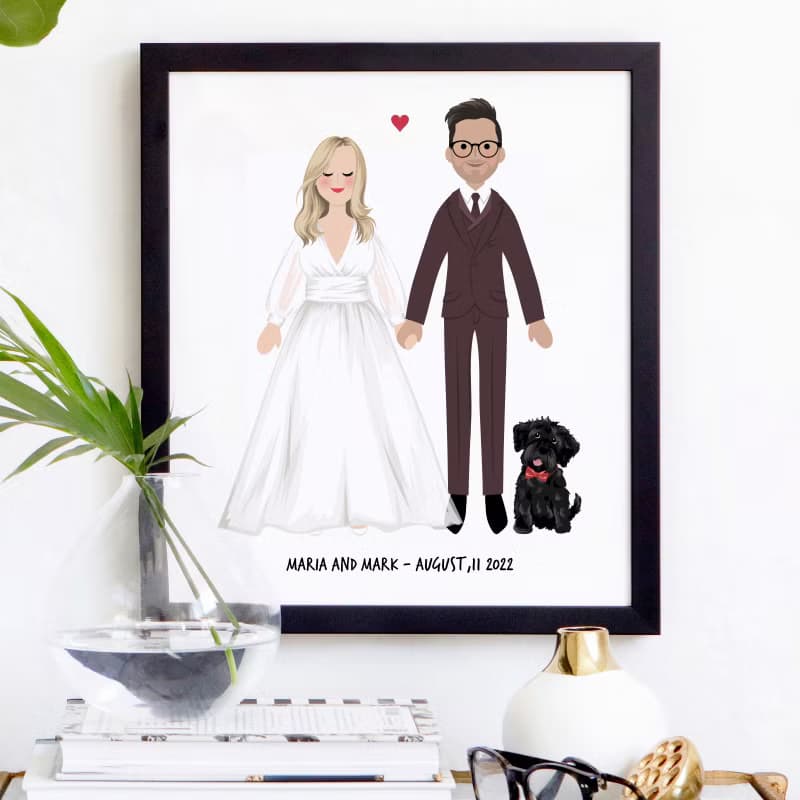 【數位】Personalised couple portrait. Cartoon full-body portrait. Printable file only.