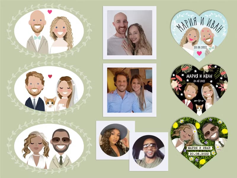 【數位】Personalised couple portrait. Cartoon full-body portrait. Printable file only.