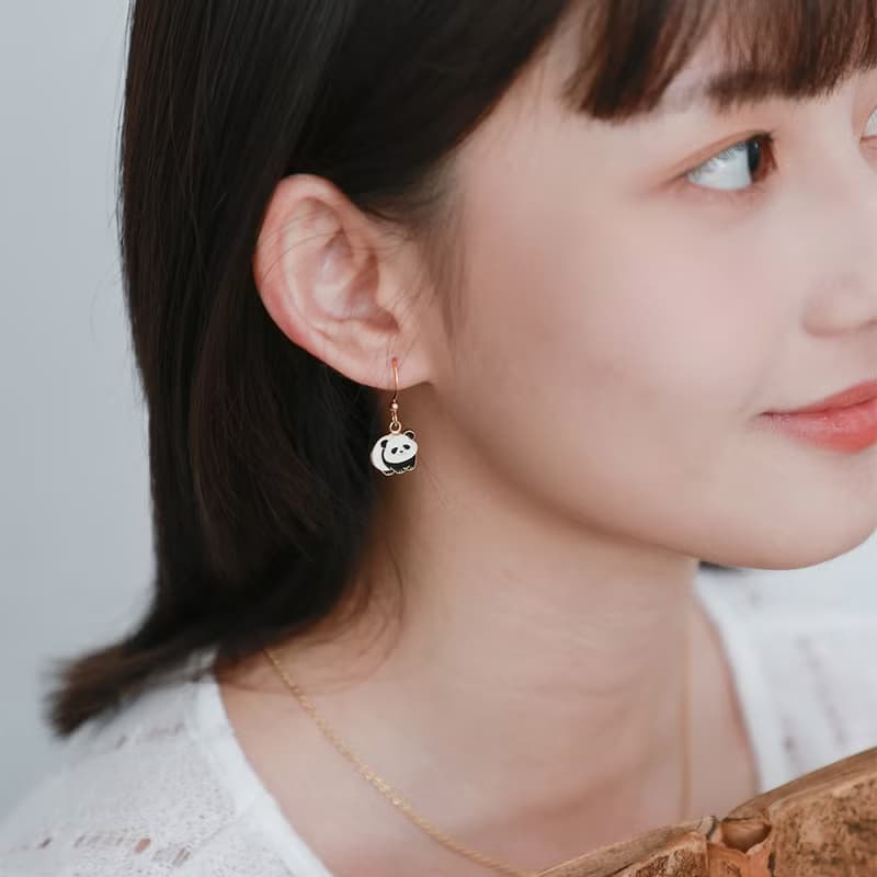 大熊貓 Panda 山系可愛動物 夾式耳環 生日禮物 紙盒包裝