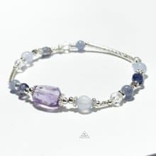 多層次風格-藍雪花環-純銀系手鍊