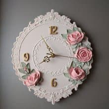 Nursery wall clock Small pink wall clock with roses Silent wall clock Girl gift