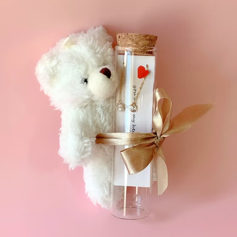 【禮物】無限的愛水晶珍珠14KGF注金手鍊小熊禮盒