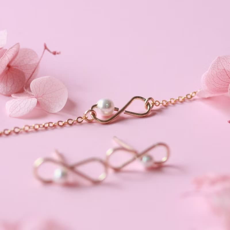 【禮物】無限的愛水晶珍珠14KGF注金手鍊小熊禮盒