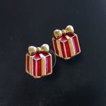 Vintage Jewelry 西洋古董飾品 小巧 紅色調 小禮盒  針式耳環
