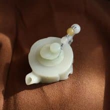 天然和田玉把把壺手把件 立體精雕 內部掏空茶壺茶寵茶具麻將必備