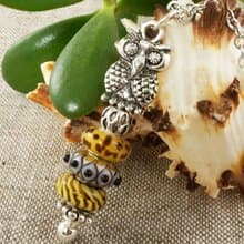 Silver Owl Yellow Lampwork Murano Glass Euro Charm Pendant Necklace Jewelry Gift
