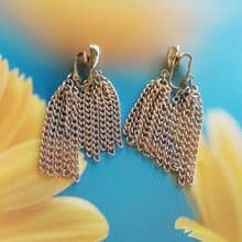 Vintage Jewelry 西洋古董飾品 SARAH COV 前後錯位流蘇 夾式耳環