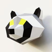 DIY Low Poly Raccoon Trophy (printable pdf template). Paper Sculpture, Low poly