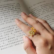 【Veverka】雙花戒指-戒指 生日禮物 花戒指 樹脂花 霧面滴膠