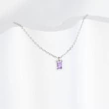 紫水晶925純銀長方寶石項鍊