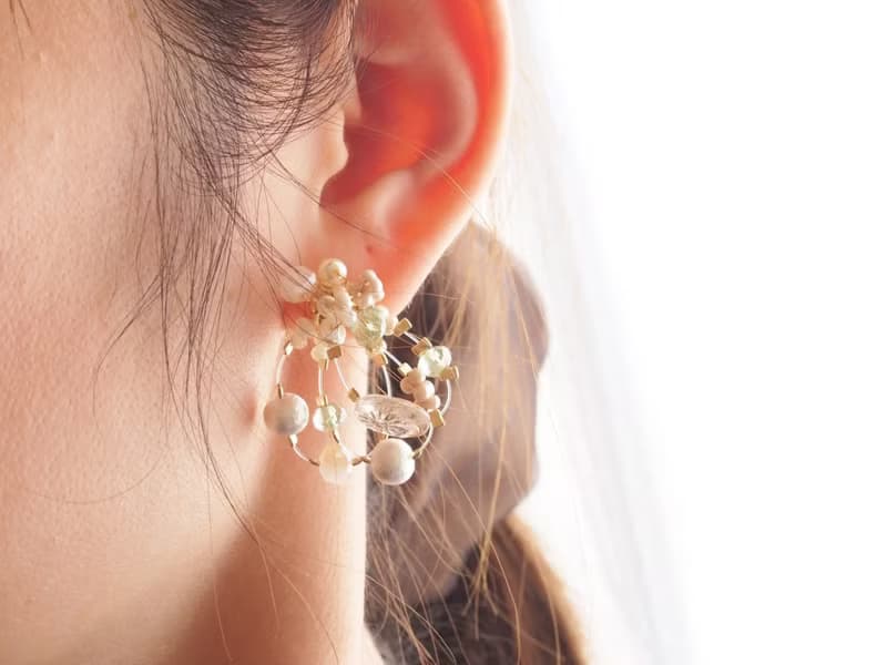 bouquet ピアス/イヤリング(white×pink)