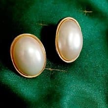 vintage jewelry  氣質佳人立體仿珠 夾式耳環