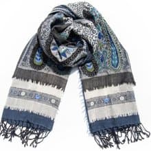 喀什米爾Cashmere/水煮羊毛披肩/針織圍巾/刺繡圍巾/羊絨披巾-花