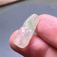 冰種飄綠花翡翠荷包有魚 | 天然緬甸玉A貨翡翠 | 送禮