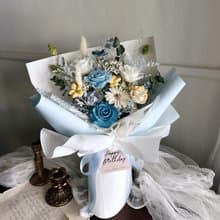 永生花束 天藍寶石藍色 情人節花束 | 生日花束 | 告白花束