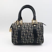 稀有中古包 Dior 海軍藍老花波士頓迷你包 手提包 二手包 古董包