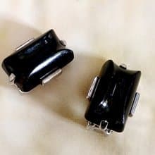 vintage jewelry  古典簡約黑色賽珞珞 夾式耳環