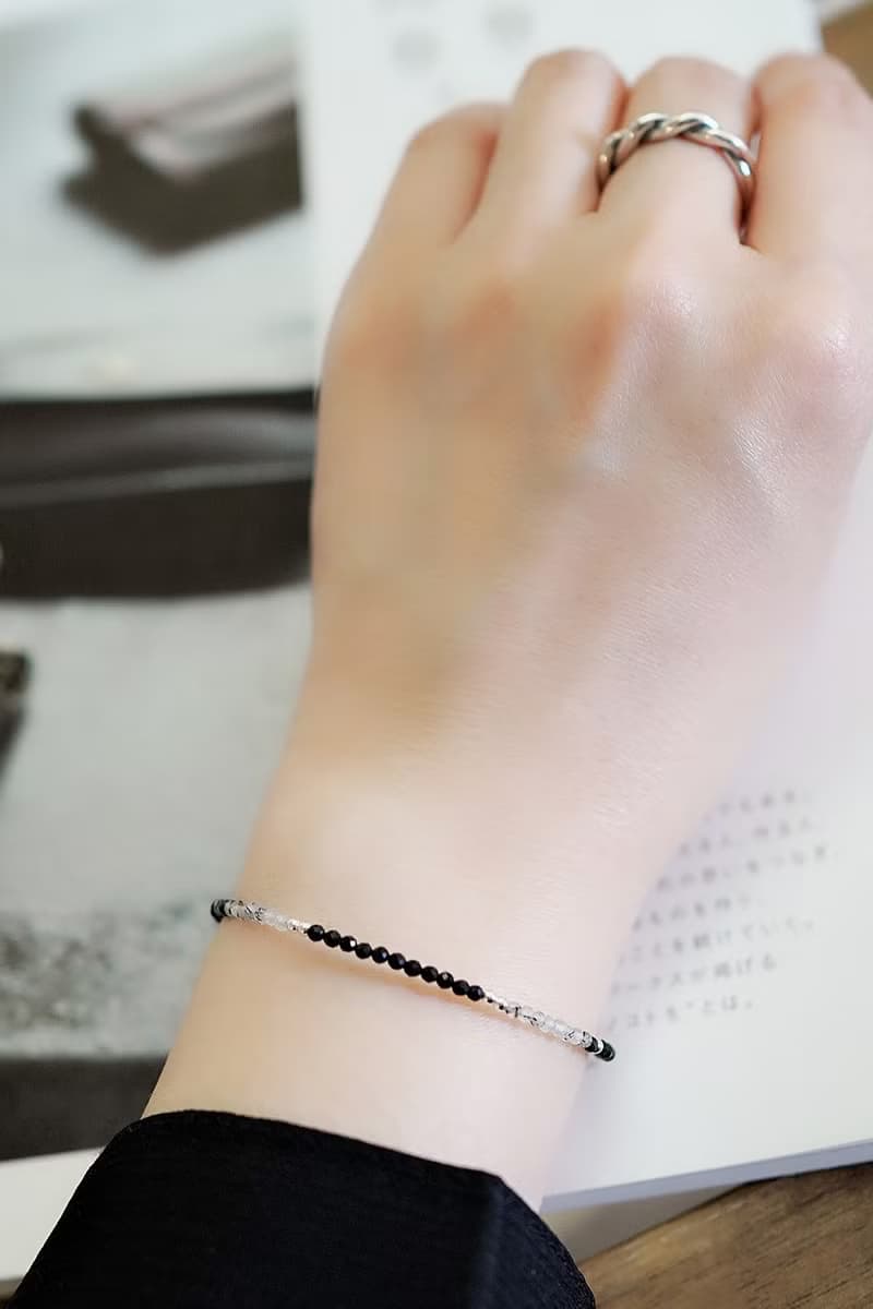 法蘭西黑騎士純銀手鍊(黑瑪瑙/黑髮晶) | 開運小物 飾品禮盒