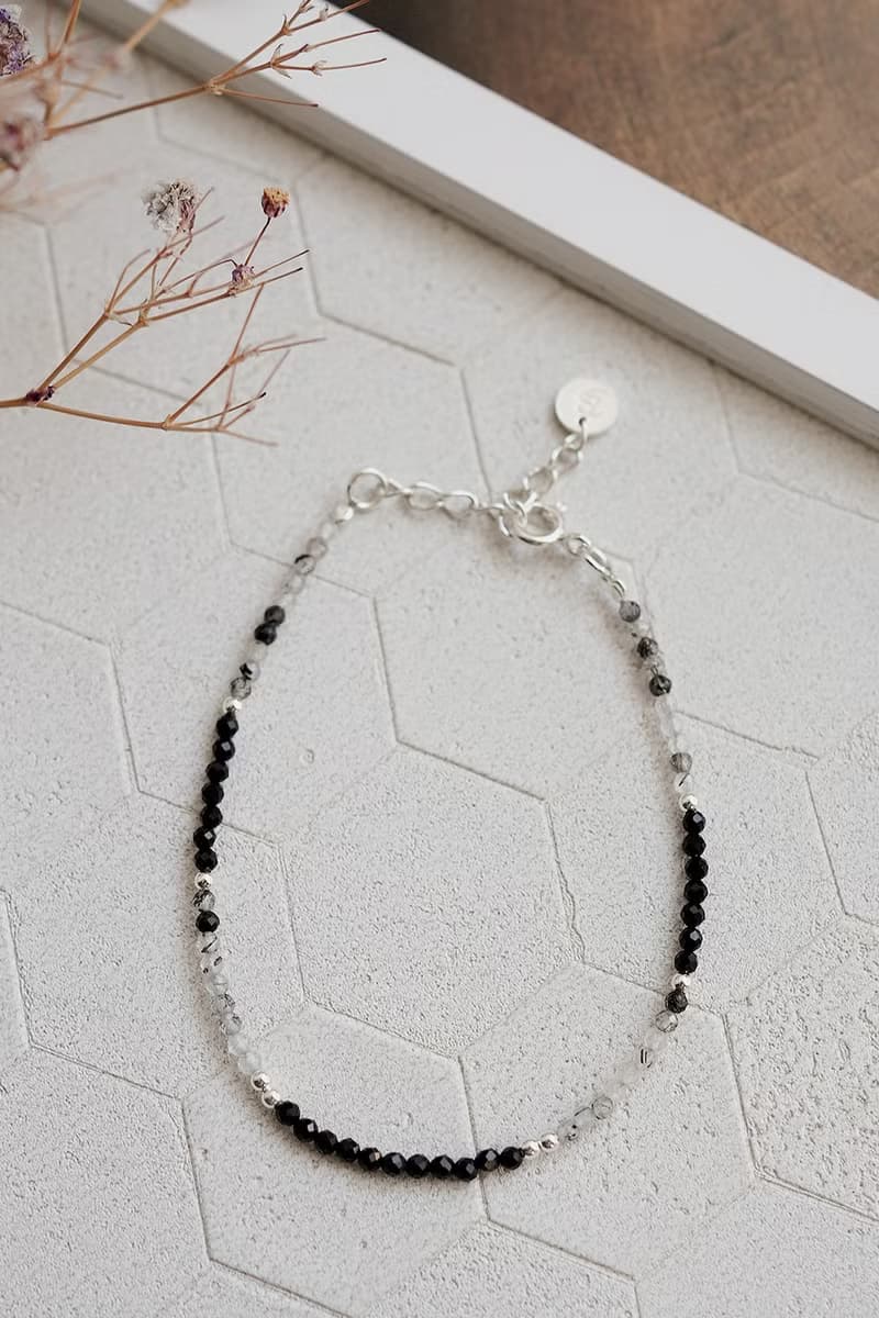 法蘭西黑騎士純銀手鍊(黑瑪瑙/黑髮晶) | 開運小物 飾品禮盒