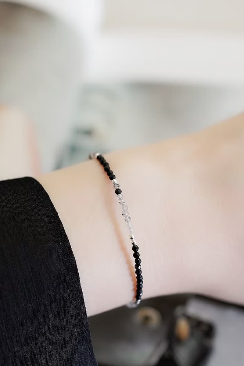 法蘭西黑騎士純銀手鍊(黑瑪瑙/黑髮晶) | 開運小物 飾品禮盒