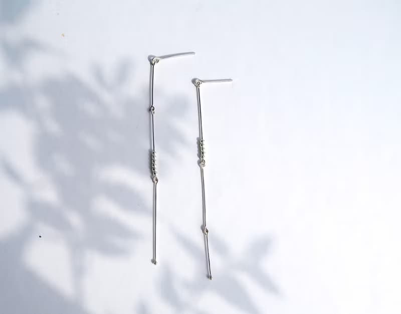 925純銀 雨點 不對稱 輕耳飾 耳環 或 耳夾