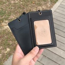 【職員證件套】小牛皮系列/附真皮掛繩/手縫直式橫式識別證