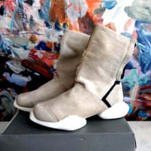 全新38.5號 Rick Owens X Adidas杏色馬毛真皮襪子長靴高筒鞋波鞋
