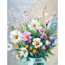 Daisies Bouquet Original Painting, Field Flower Wall Art, Small Floral Artwork