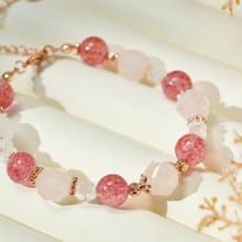 草莓晶 粉晶 水晶手鏈/招桃花 吸引人緣 愛情能量