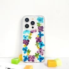 兔耳草與綉球花押花手機殼適用於iPhone 16 Pro Max Samsung S25