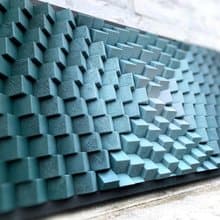 Geometric Emerald Green Artwork - 3D Acoustic Panel - Green Wood Wall Art Decor