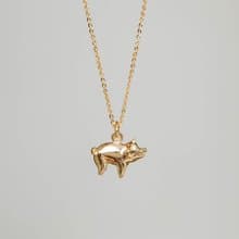 Pig Silver Necklace 可愛豬造型純銀鍍18K金項鍊 生肖動物項鍊