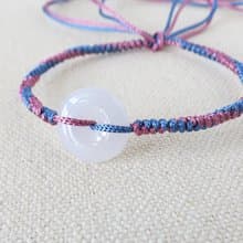 本命年【歲歲平安】平安扣翡翠絲光編織手鍊*SS26*招財、保平安