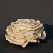 Flower figurine Small vase White rose Porcelain art Handmade Vase