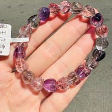 精品愛心花珠透體多礦彩超七9.5mm24.78g彼岸花紫超三輪骨幹水晶