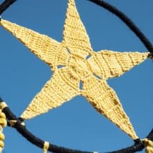 民族風boho手工編織捕夢網吊飾dream Cather-黃色黑色星星羊毛線