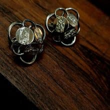 vintage jewelry  Sarah Cov 古董金屬花卉夾式耳環