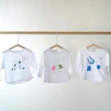 BABY 純白秋日七分袖純棉印花小口袋上衣 藍莓阿狗/印花的波/小手