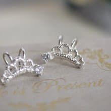 一彎蕾絲 純銀耳環/耳夾 耳骨夾 純銀布紋蕾絲 優雅