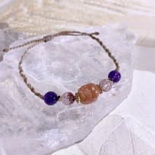 Hikari 光 無編界系列 |太陽石|金草莓超七|水晶編織手鍊 A30-2