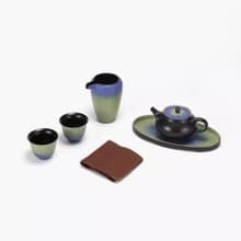 北京故宮博物院千裡江山茶具功夫套裝 青綠釉