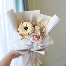 香檳粉玫瑰永生花束 永生花  送禮 生日禮 告白 情人節  韓式花束