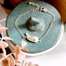 純銀**半立體系列= 鯨魚小姐 + 純銀手鍊** 純手作