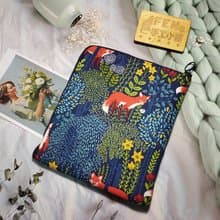 美國限量布-藍底森林樹叢狐狸款7.8吋L型拉鍊袋鋪棉-電子書保護套