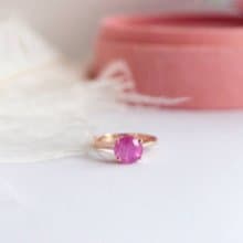 Natural Pink Sapphire Ring Silver925 with rosegold plated , promise ring
