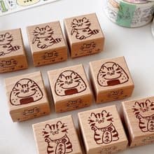3小喵咪/喵咪飯糰筆記招財貓復刻版/櫸木印章/木製印章/共3款