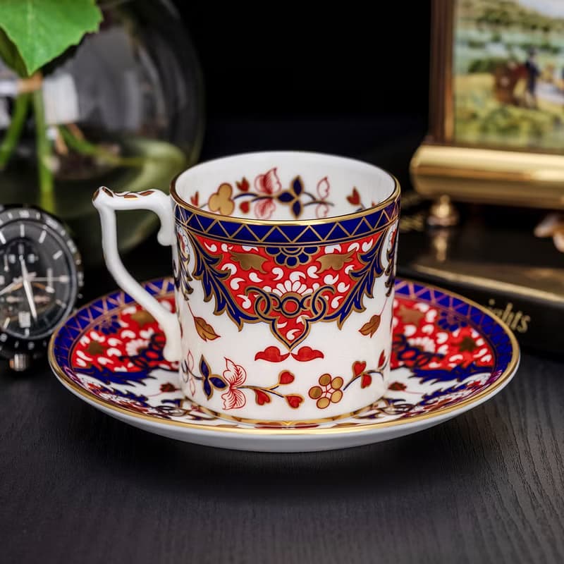 英國製Royal Crown Derby 1988伊萬里古韻 骨瓷咖啡杯盤組