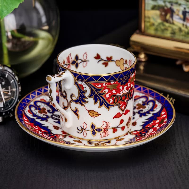 英國製Royal Crown Derby 1988伊萬里古韻 骨瓷咖啡杯盤組