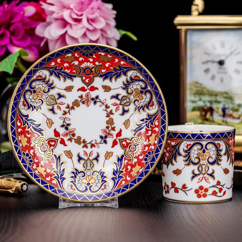英國製Royal Crown Derby 1988伊萬里古韻 骨瓷咖啡杯盤組